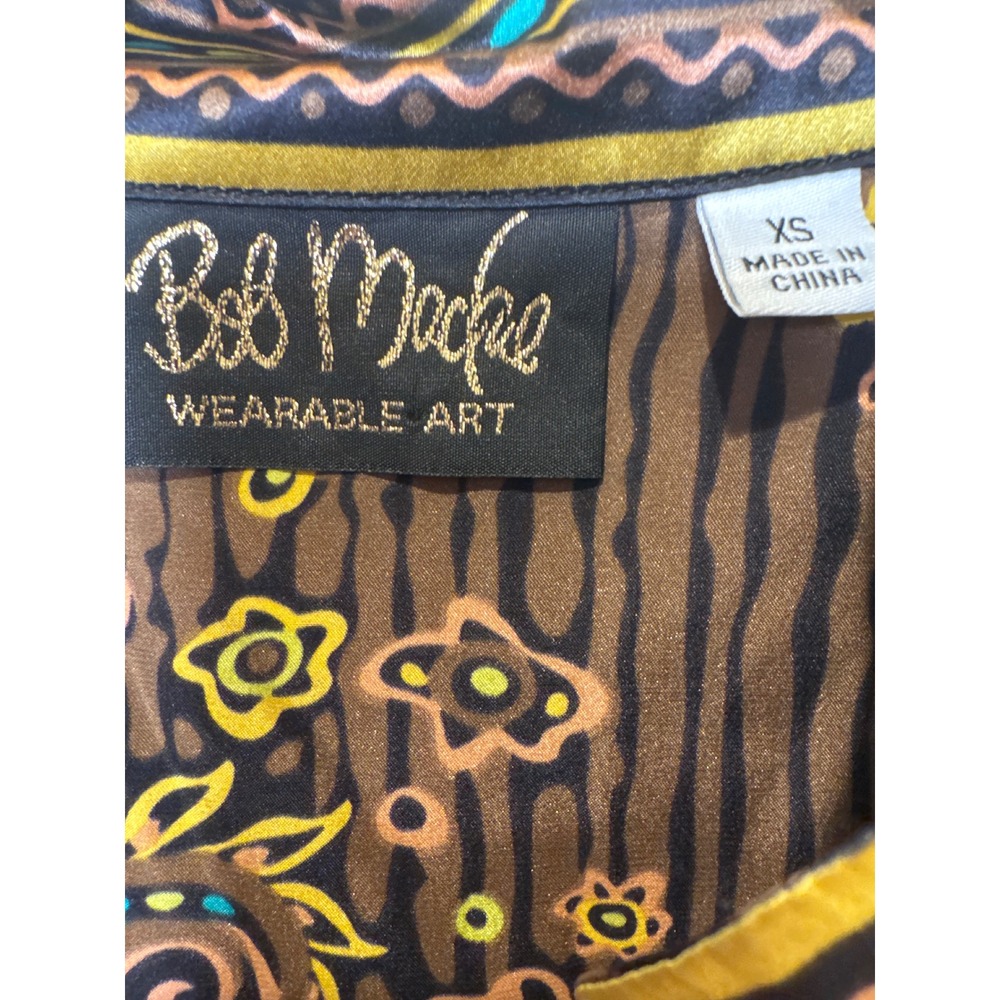 Bob Mackie Vintage Wearable Art 100% Silk Paisley Geometric Bliouse XS - Picture 4 of 6